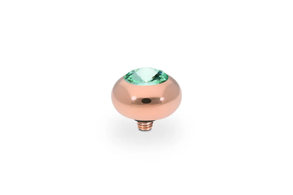 Qudo Rose Gold Plated Stainless Steel 10mm Tondo Topper in Chrysolite