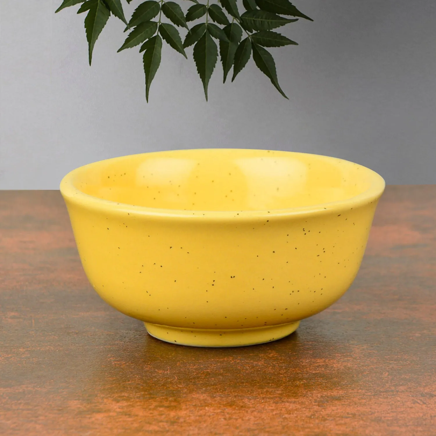 "Golden Glow Collection" Premium Ceramic Dinner Serving Bowls (Set of 4, Yellow , 160 ml)