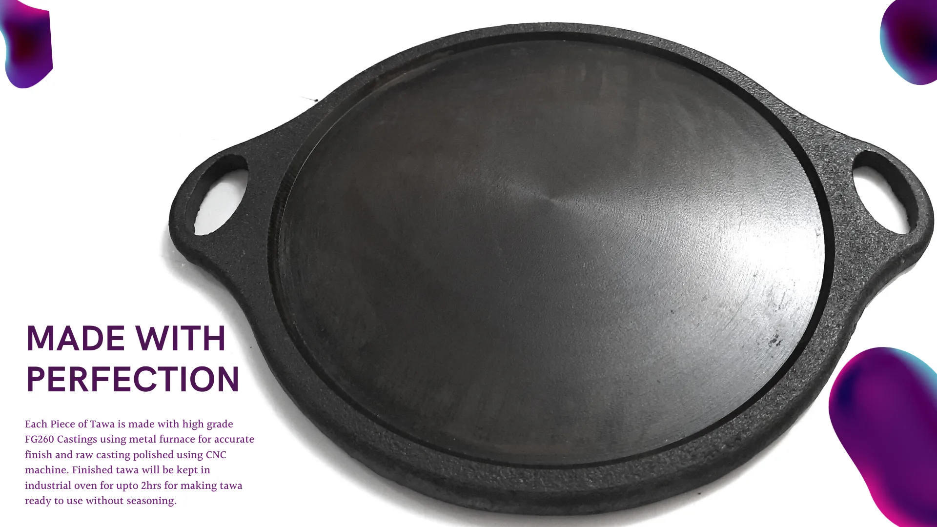 Sparkenzy Cast iron Pre seasoned Dosa Tawa 11 inch | Kadai 10 inch | Combo