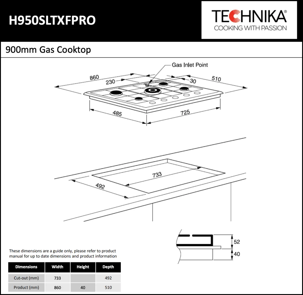 Technika H950SLTXFPRO 5 Burner Gas Cooktop