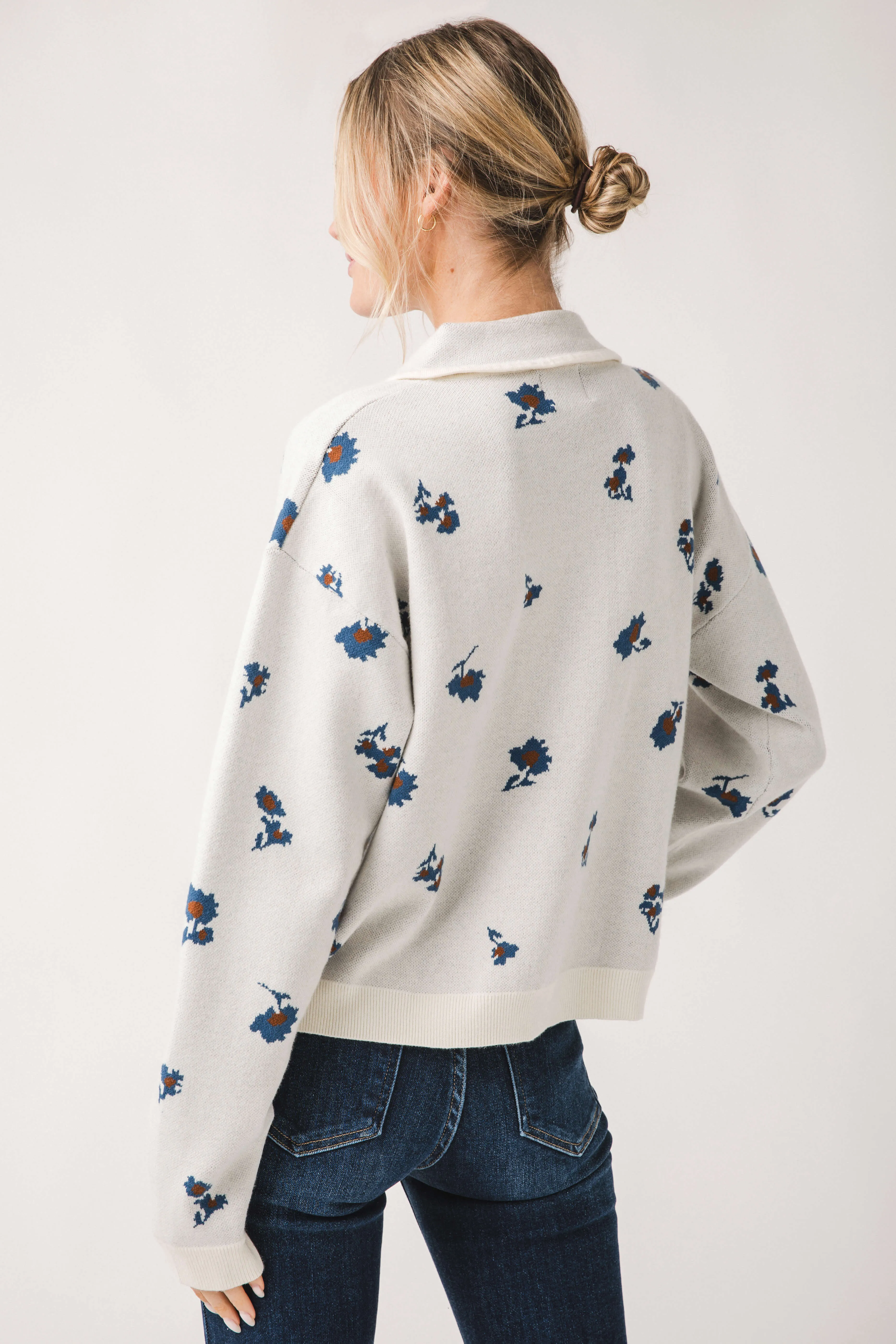 Things Between Floral Print Peter Pan Collar Cardigan