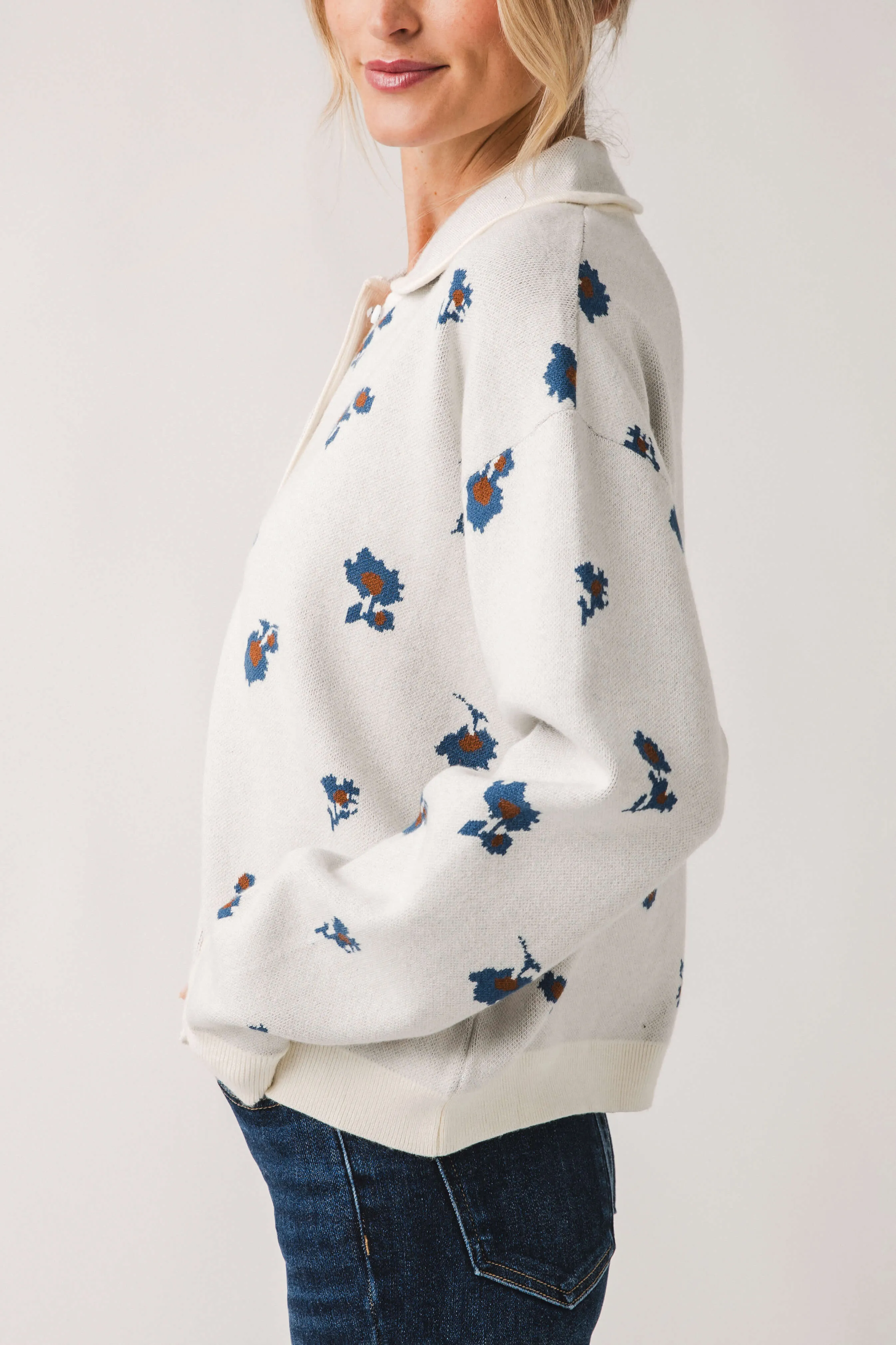 Things Between Floral Print Peter Pan Collar Cardigan