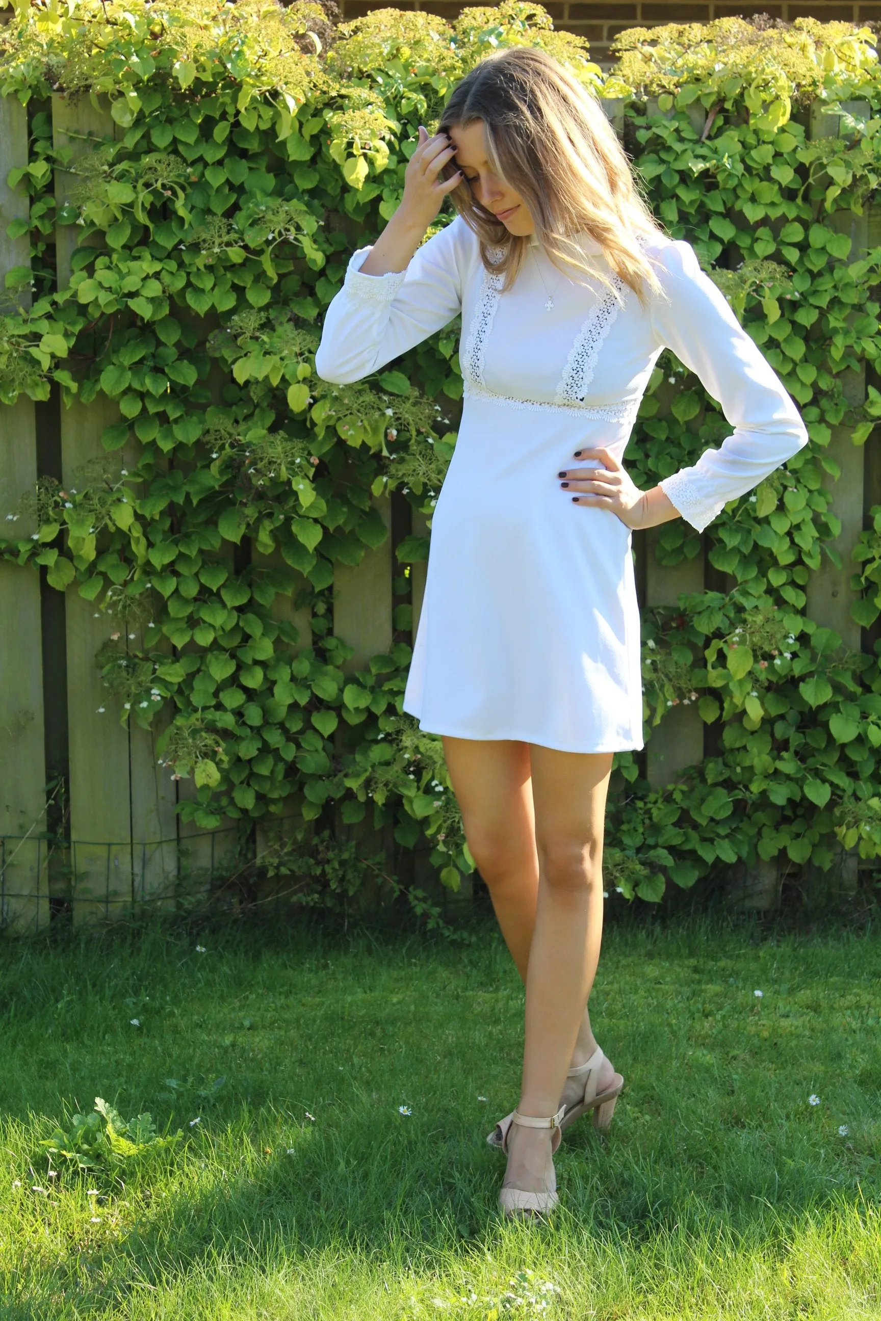 White Poly Mini Dress